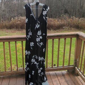 Ava Viv Sx 3X Jumpsuit Floral Print Cropped Sleeveless V Neck Tie Waist Stretchy